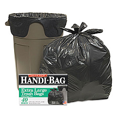 Handi-Bag Super Value Pack Can Liners, 33 gal, 0.65 mil, 32.5" x 40", Black, 40/Box (HAB6FTL40)