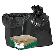 Earthsense Commercial Linear Low Density Recycled Can Liners, 10 gal, 0.85 mil, 24" x 23", Black, 25 Bags/Roll, 20 Rolls/Carton (RNW2410)