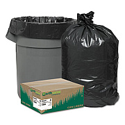 Earthsense Commercial Linear Low Density Recycled Can Liners, 45 Gallon, 1.25 mil, 40" x 46", Black, 10 Bags/Roll, 10 Rolls/Carton (RNW4850)