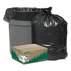 Earthsense Commercial Linear Low Density Recycled Can Liners, 56 gal, 2 mil, 43" x 47", Black, 10 Bags/Roll, 10 Rolls/Carton (RNW4320)