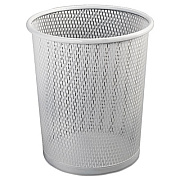 Artistic URBAN COLLECTION PUNCHED METAL WASTEBIN, 20.24 OZ, 9" DIAMETER, STEEL, WHITE SATIN (ART20017WH)