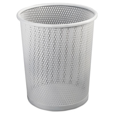 Artistic URBAN COLLECTION PUNCHED METAL WASTEBIN, 20.24 OZ, 9" DIAMETER, STEEL, WHITE SATIN (ART20017WH)