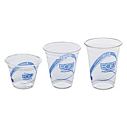 Eco-Products BlueStripe 25% Recycled Content Cold Cups Convenience Pack, 9 oz, Clear/Blue, 50/Pack (EPCR9PK)
