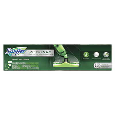 Swiffer Sweep + Vac Starter Kit with 8 Dry Cloths, 10" Cleaning Path, Green/Silver, 2 Kits/Carton (92705CT)