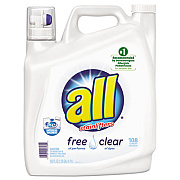 All Free Clear 2x Liquid Laundry Detergent, Unscented, 162 Oz Bottle, 2/carton (46139)