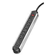 Fellowes Metal Surge Protector, 7 Outlets, 6 ft Cord, 1250 Joules, Silver/Black (99081)