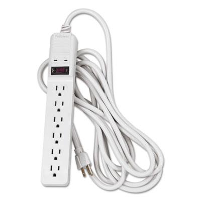 Fellowes Basic Home/Office Surge Protector, 6 Outlets, 15 ft Cord, 450 Joules, Platinum (99036)