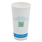 NatureHouse Compostable Insulated Ripple-Grip Hot Cups, 20 oz, White, 500/Carton (C020RN)