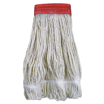 Boardwalk Wideband Looped-End Mop Heads, 20 oz, Natural  with Red Band, 12/Carton (5320FTBNBTCT)