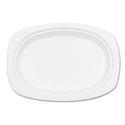 NatureHouse Compostable Sugarcane Bagasse Oval Plate, 9 x 6.5, White, 50/Pack (P009)