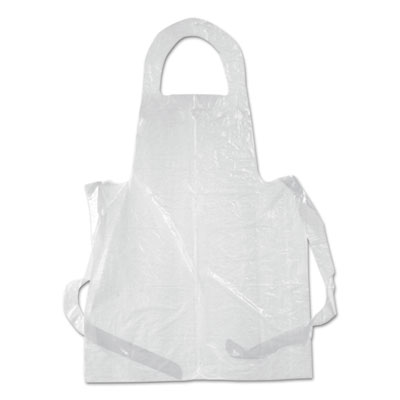 Boardwalk Poly Apron, White, 28 In. X 55 In., 1 Mil., One Size Fits All, 100/pack (BWKDAK2855)