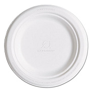 Eco-Products Renewable and Compostable Sugarcane Plates, 6" dia, Natural White, 1,000/Carton (EPP016CT)