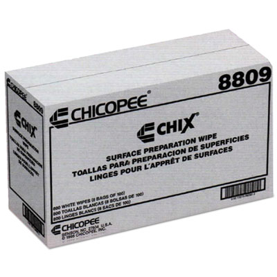 Chix Surface Prep Wipes, 1-Ply, 13 x 21, Unscented, White, 100/Bag, 8 Bags/Carton (8809)