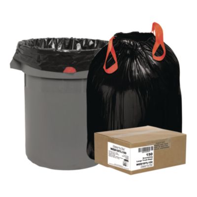 Draw 'n Tie Heavy-Duty Trash Bags, Drawstring, 33 gal, 1.2 mil, 33.5" x 38", Black, 25 Bags/Roll, 6 Rolls/Box (1DTL150)