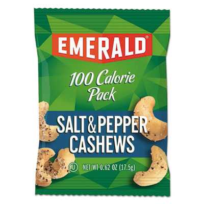 Emerald 100 Calorie Pack Nuts, Salt and Pepper Cashews, 0.62 oz Pack, 7/Box (33725)