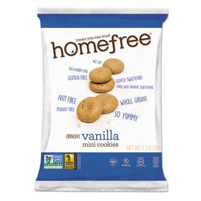 Homefree Gluten Free Vanilla Mini Cookies, 1.1 oz Pack, 30/Carton (01866)