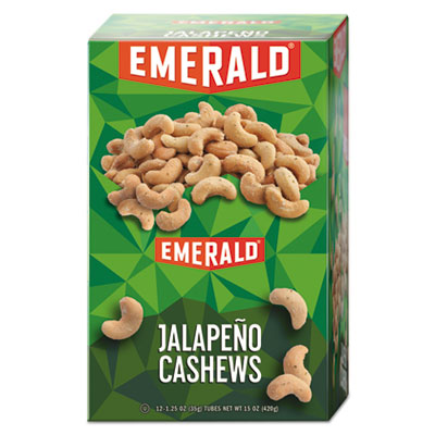 Emerald Snack Nuts, Jalapeno Cashews, 1.25 oz Tube, 12/Box (94217)