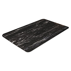 Crown Cushion-Step Marbleized Rubber Mat, Rectangular, Black Smooth Surface, 24" x 36" (CU2436BK)