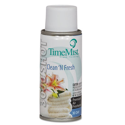 TimeMist 3000 Shot Micro Metered Air Freshener Refill, Clean N' Fresh, 3 oz Aerosol Spray, 12/Carton (1042415CT)
