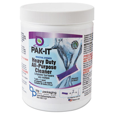Heavy-Duty All-Purpose Cleaner, Pleasant Scent, 20 PAK-ITs/Jar, 12/Carton (5744202240CT)