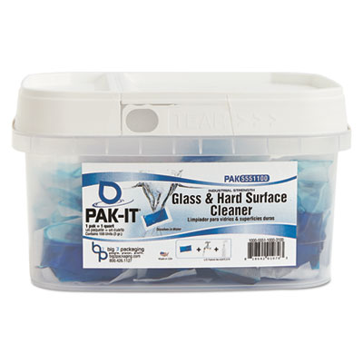 Glass and Hard-Surface Cleaner, Pleasant Scent, 100 PAK-ITs/Tub, 8 Tubs/Carton (5551203800CT)