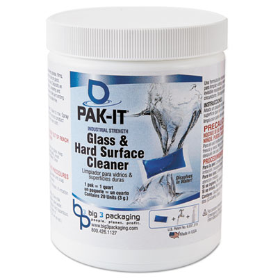 GLASS AND HARD-SURFACE CLEANER, PLEASANT SCENT, 20 PAK-ITS/JAR, 12 JARS/CARTON (5551202240CT)