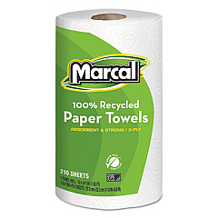 Marcal 100% Premium Recycled Kitchen Roll Towels, 2-Ply, 8.8 x 11, 210 Sheets, 12 Rolls/Carton (6210)