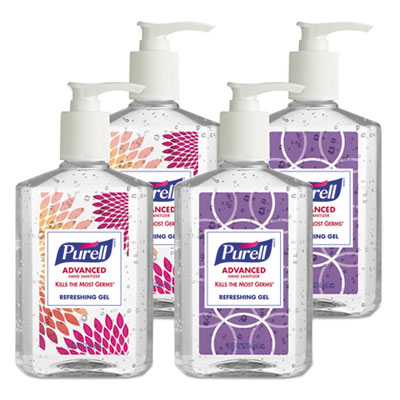 PURELL ADVANCED REFRESHING GEL HAND SANITIZER, CLEAN SCENT, 8 OZ PUMP BOTTLE 4/PACK (965206DECOPK)