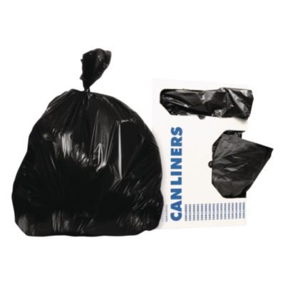 Heritage Reprocessed Resin Can Liners, 60 gal, 1.5 mil, 38" x 58", Black, Flat Pack, 100/Carton (X7658AK)