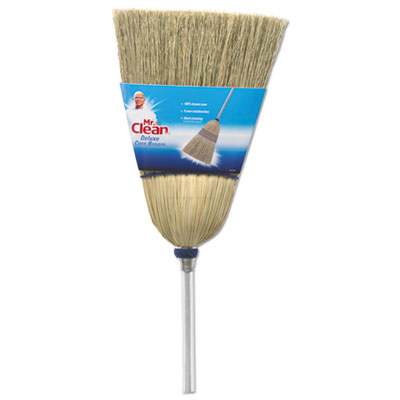 Mr. Clean Deluxe Corn Broom, Corn Bristles, 55" Overall Length, White (441382)