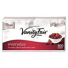 Vanity Fair Everyday Dinner Napkins, 2-Ply, White, 300/Pack (3550314)