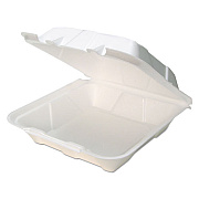 Pactiv FOAM HINGED LID CONTAINERS, WHITE, 9 X 9 X 3.5, 150/CARTON (YTD19901)