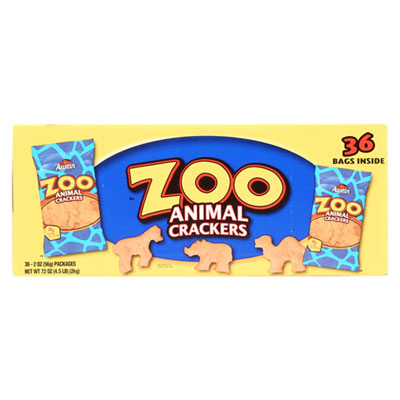 Austin Zoo Animal Crackers, Original, 2 oz Pack, 36 Packs/Box (827545)