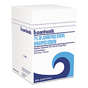Boardwalk WRAPPED JUMBO STRAWS, 7 3/4", PLASTIC, RED W/WHITE STRIPE, 400/PACK (BWKJSTW775S24PK)