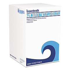 Boardwalk Flexible Wrapped Straws, 7 3/4", White, 500/pack (BWKFSTW775W25PK)