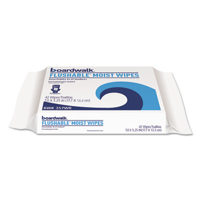 Boardwalk FLUSHABLE MOIST WIPES, REFILL, 7 X 5 1/4, FLORAL SCENT, 42/PACK, 12 PACKS/CARTON (BWK457WR)