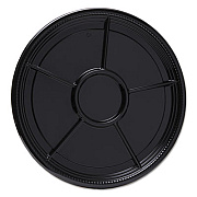 WNA Caterline Casuals Thermoformed Platters, 6 Compartments, 16" Diameter, Black, Plastic, 25/Carton (A526BL)