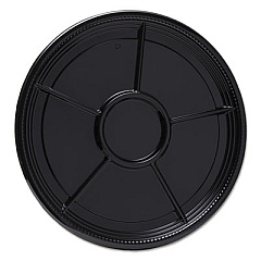 WNA Caterline Casuals Thermoformed Platters, 6 Compartments, 16" Diameter, Black, Plastic, 25/Carton (A526BL)