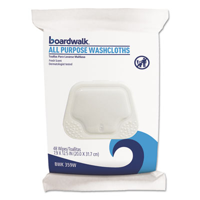 Boardwalk Premoistened Personal Washcloths, 12 1/2 x 7 9/10, Fresh Scent, 48/Pack (BWK459WPK)