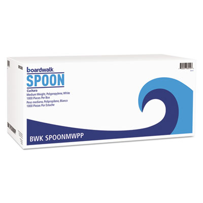 Boardwalk Mediumweight Polypropylene Cutlery, Teaspoon, White, 1000/Carton (BWKSPOONMWPP)