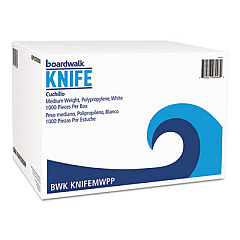 Boardwalk Mediumweight Polypropylene Cutlery, Knife, White, 1000/Carton (BWKKNIFEMWPP)