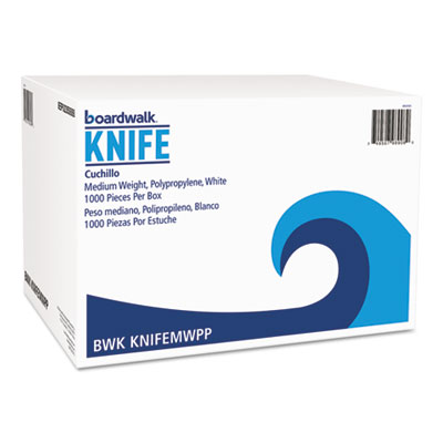 Boardwalk Mediumweight Polypropylene Cutlery, Knife, White, 1000/Carton (BWKKNIFEMWPP)
