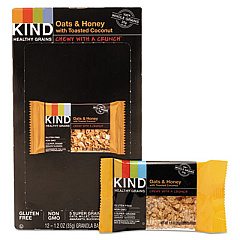 KIND Healthy Grains Bar, Oats and Honey with Toasted Coconut, 1.2 oz, 12/Box (18080)