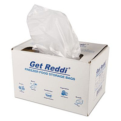 Inteplast Group Get Reddi Freezer Food Storage Bags for Full-Size Bun Pans, Includes Twist-Ties, 27" x 37", Natural, 200/Carton (PBR37HD)