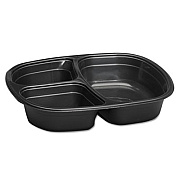Genpak BAKERY TRAYS, 3-COMPARTMENT, 6.63 X 1.63 X 8.44, BLACK, 125/BAG, 2 BAGS/CARTON (55027)