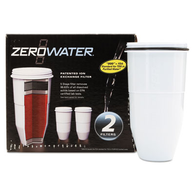 Avanti ZeroWater Replacement Filtering Bottle Filter, 4 dia x 7 h, 2/Pack (ZR017)