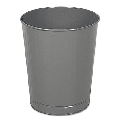 Rubbermaid Commercial FIRE-SAFE WASTEBASKET, ROUND, STEEL, 6.5 GAL, GRAY (WB26GY)