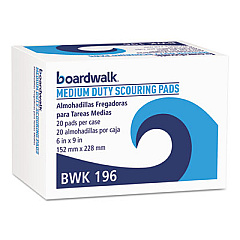 Boardwalk Medium-Duty Scouring Pad, 6 x 9, Green, 20/Carton (196)