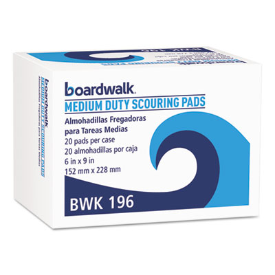 Boardwalk Medium-Duty Scouring Pad, 6 x 9, Green, 20/Carton (196)