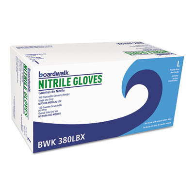 Boardwalk Disposable General-Purpose Nitrile Gloves, Large, Blue, 4 mil, 1000/Carton (BWK380LCT)